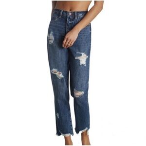 Blue Revival Monaco Distressed Straight Leg Raw Hem Boyfriend Jeans Size 27 NWT